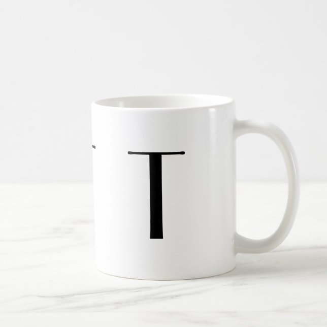 Monogramm Anfangst schwarze u. weiße moderne Tasse (Rechts)