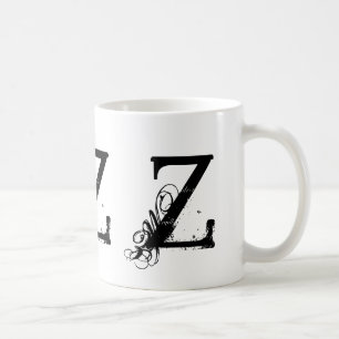 Monogramm Anfangsz schwarze u. weiße Tasse