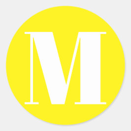 Monogramm Anfangszahl gelb anpassen Runder Aufkleber