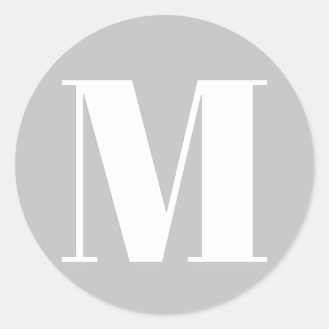 Monogramm Anfangszahl hellgrau weiß anpassen Runder Aufkleber (Vorderseite)