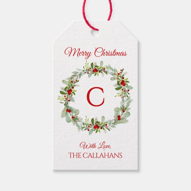 Monogramm-Anhänger für Weihnachtskränze Geschenkanhänger (Vorderseite)
