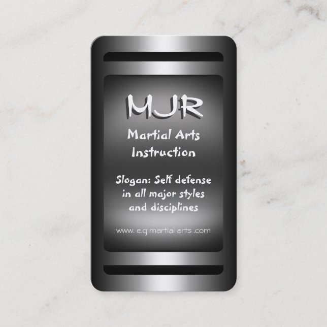 Monogramm, Anleitung für Kampfkunst, Metallaussehe Visitenkarte (Vorderseite)