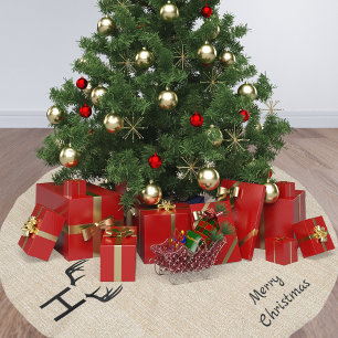 Monogramm-Antagonisten für Beige-Einfaltspinsel Polyester Weihnachtsbaumdecke