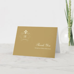 Monogramm Antik-Gold Fleur de Lis Dankeschön Dankeskarte