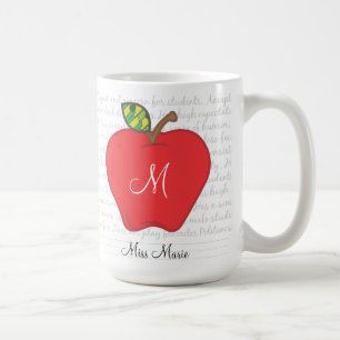 Monogramm-Apple-Lehrer-Kaffee-Tasse Tasse