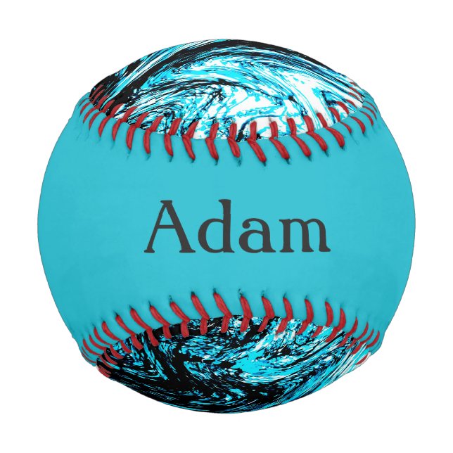 Monogramm Aqua Abstract Baseball (Rückseite)