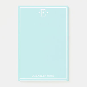 Monogramm Aqua Post-it Klebezettel