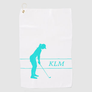Monogramm aquamarin auf weiße golfhandtuch
