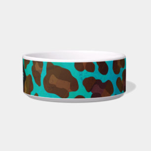 Monogramm Aquamarin und braun Leopard Napf