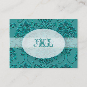 Monogramm, aquamarine Damastuchkarte Visitenkarte