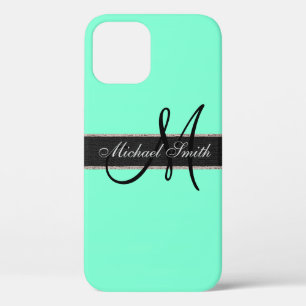 Monogramm Aquamarine-Farbuntergrund Case-Mate iPhone Hülle