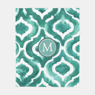 Monogramm  Aquamarine-Motiv IV Fleecedecke