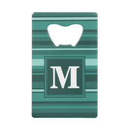 Monogramm aquamarine Streifen Kreditkarten Flaschenöffner
