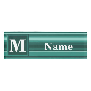 Monogramm aquamarine Streifen Namenschild
