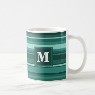 Monogramm aquamarine Streifen Tasse