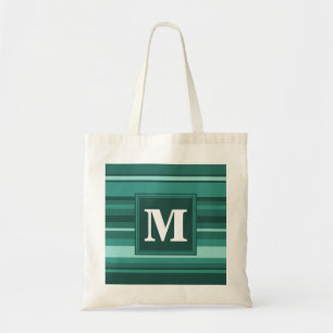 Monogramm aquamarine Streifen Tragetasche