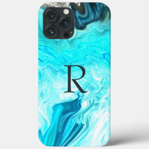 Monogramm Aquamarine weiße Muster Agate Artstic N Case-Mate iPhone Hülle