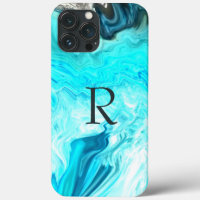 Monogramm Aquamarine weiße Muster Agate Artstic Ni