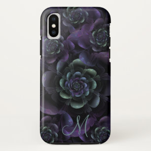 Monogramm-aquamarines lila Lavendel-Schwarzes mit Case-Mate iPhone Hülle