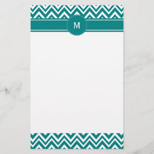 Monogramm Aquamarines und Zickzack Muster Briefpapier