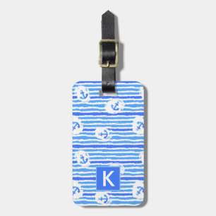 Monogramm-Aquarell-Anker-Muster 1 Gepäckanhänger