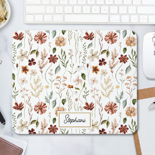 Monogramm-Aquarell-Vintage-Wildblumen-Blumenmuster Mousepad