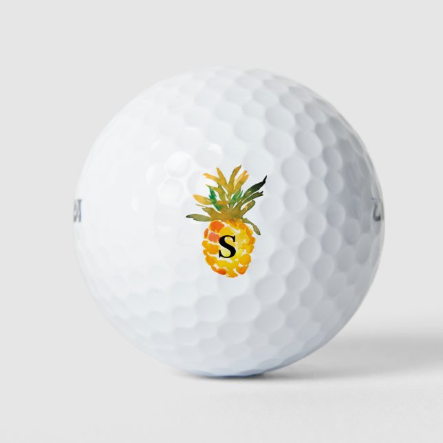 Monogramm Aquarellananas Golfball (Vorderseite)