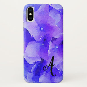 Monogramm Aquarellfarben Blau und Lila Blume Case-Mate iPhone Hülle