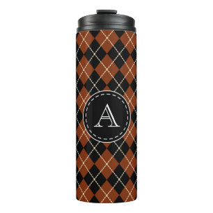 Monogramm Argyle-Kaffeebecher Thermosbecher
