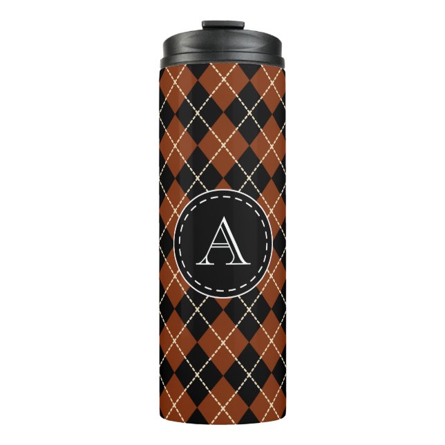 Monogramm Argyle-Kaffeebecher Thermosbecher (Vorderseite)