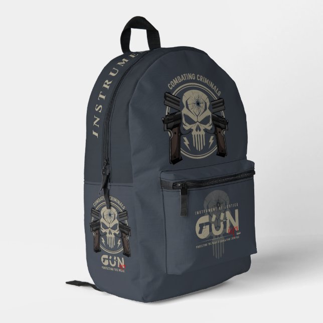 Monogramm Art of Gun (2) | Bedruckter Rucksack (Rückseitige Ecke links)