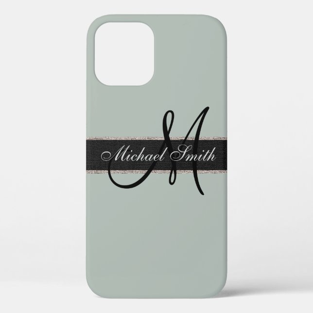 Monogramm Asche graue Farbe Hintergrund Case-Mate iPhone Hülle (Rückseite)
