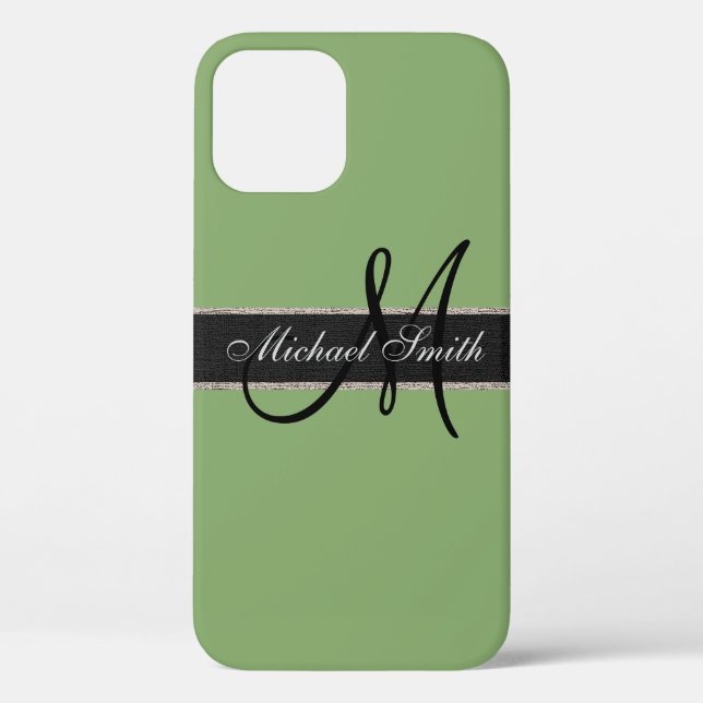 Monogramm Asparagus-Farbhintergrund Case-Mate iPhone Hülle (Rückseite)