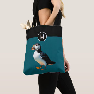Monogramm Atlantischer Papageientaucher Vogel Teal
