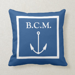 Monogramm auf AnkerWEISE auf BLUE PILLOW Kissen