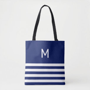Monogramm auf Blau-Weiß-Gestreift