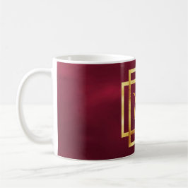Monogramm auf Bordeaux mit Imitat Gold Art Deko Ra Kaffeetasse