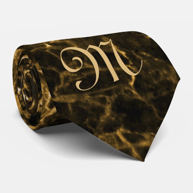 MONOGRAMM AUF BROWN MARBLE NECK TIE KRAWATTE (Gerollt)