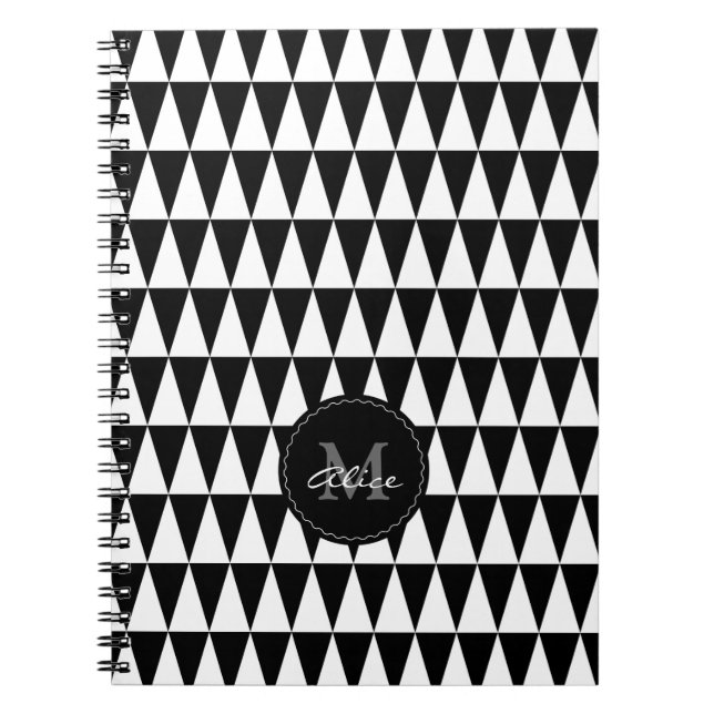 Monogramm auf Dreieck-Muster Notizblock (Vorderseite)