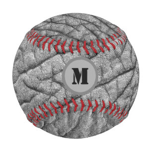 Monogramm auf Elefantenhautmuster personalisiert Baseball