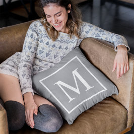 Monogramm auf Grau anpassen Kissen