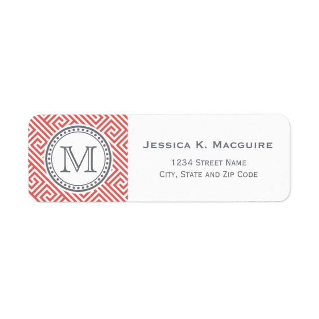 Monogramm auf Korallengriechisches Schlüsselmuster (Vorne)