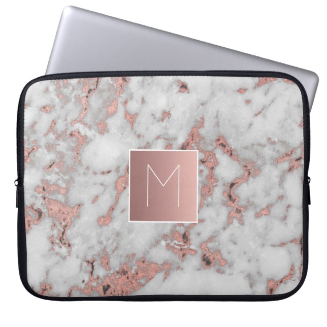 Monogramm auf Marmorstein Laptopschutzhülle (Vorderseite)