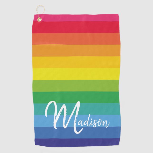 Monogramm auf Niedlichen und modernen Regenbogenst Golfhandtuch (Vorderseite)