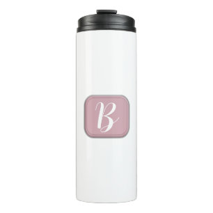 Monogramm auf Pink und White Thermal Tumbler Thermosbecher