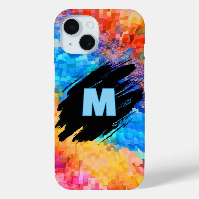 Monogramm auf regenbogenfarbenem abstraktem Hinter Case-Mate iPhone Hülle (Rückseite)