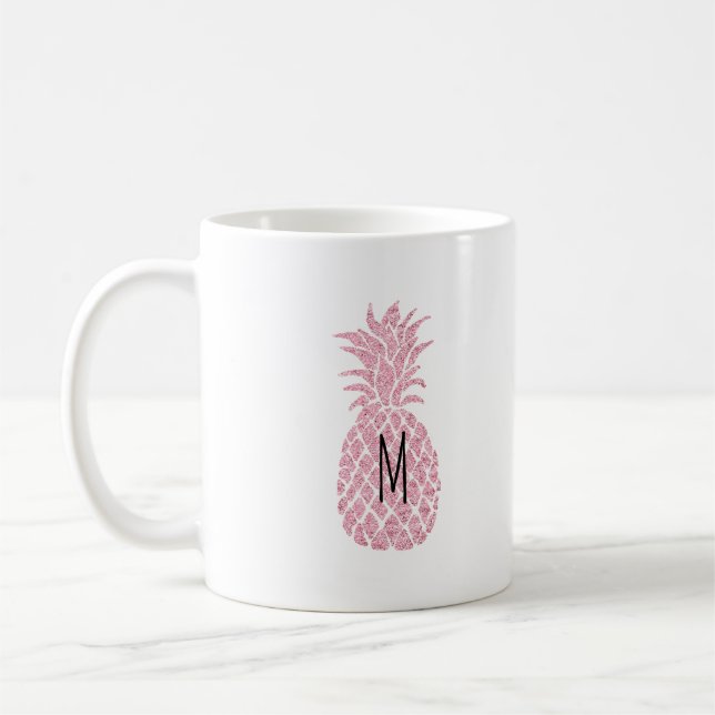 Monogramm auf rosa Ananas Tasse (Links)