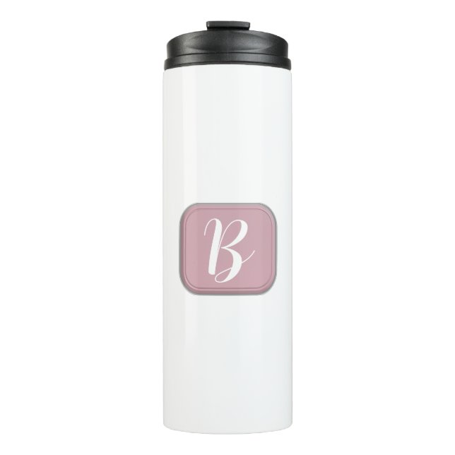 Monogramm auf rosa und weiß thermosbecher (Vorderseite)