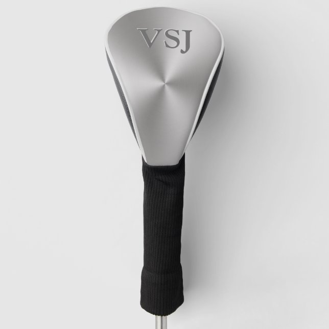 Monogramm auf silbernem metallischem radialblick golf headcover (Vorderseite)