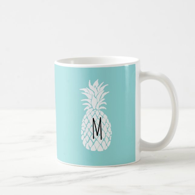 Monogramm auf weißer Ananas Tasse (Rechts)